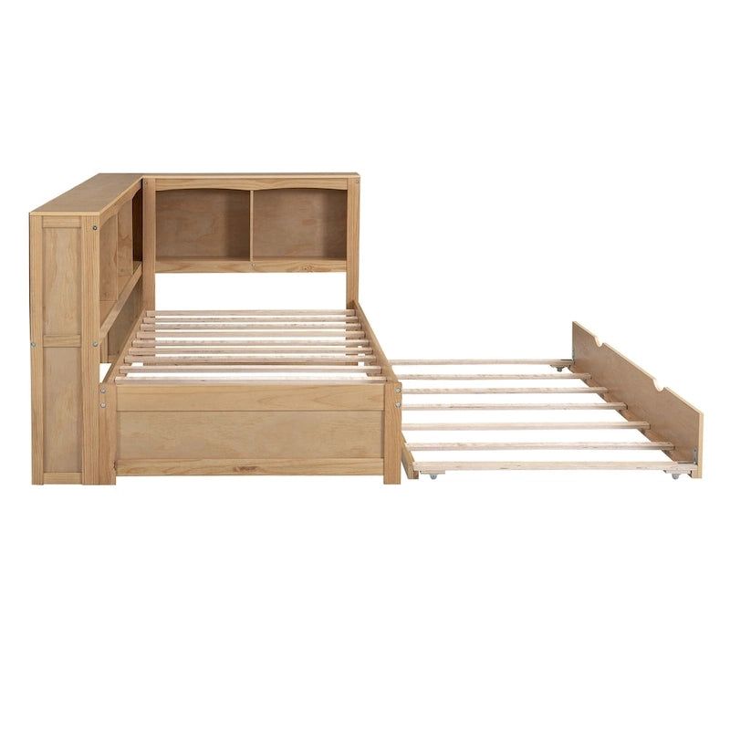 White/Wood Twin Daybed with Trundle, 5 Storage Cabinets & USB Charging – Sleeps 2