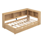 White/Wood Twin Daybed with Trundle, 5 Storage Cabinets & USB Charging – Sleeps 2