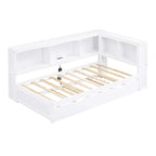 White/Wood Twin Daybed with Trundle, 5 Storage Cabinets & USB Charging – Sleeps 2