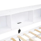 White/Wood Twin Daybed with Trundle, 5 Storage Cabinets & USB Charging – Sleeps 2