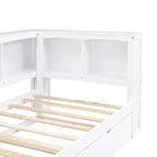 White/Wood Twin Daybed with Trundle, 5 Storage Cabinets & USB Charging – Sleeps 2