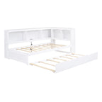 White/Wood Twin Daybed with Trundle, 5 Storage Cabinets & USB Charging – Sleeps 2