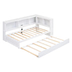 White/Wood Twin Daybed with Trundle, 5 Storage Cabinets & USB Charging – Sleeps 2