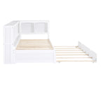 White/Wood Twin Daybed with Trundle, 5 Storage Cabinets & USB Charging – Sleeps 2