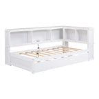 White/Wood Twin Daybed with Trundle, 5 Storage Cabinets & USB Charging – Sleeps 2