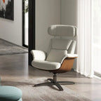 Brown Mid-Century Modern Genuine Leather Recliner Lounge Chair for 1