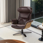 Brown Mid-Century Modern Genuine Leather Recliner Lounge Chair for 1