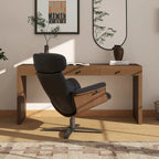 Brown Mid-Century Modern Genuine Leather Recliner Lounge Chair for 1