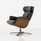 Brown Mid-Century Modern Genuine Leather Recliner Lounge Chair for 1
