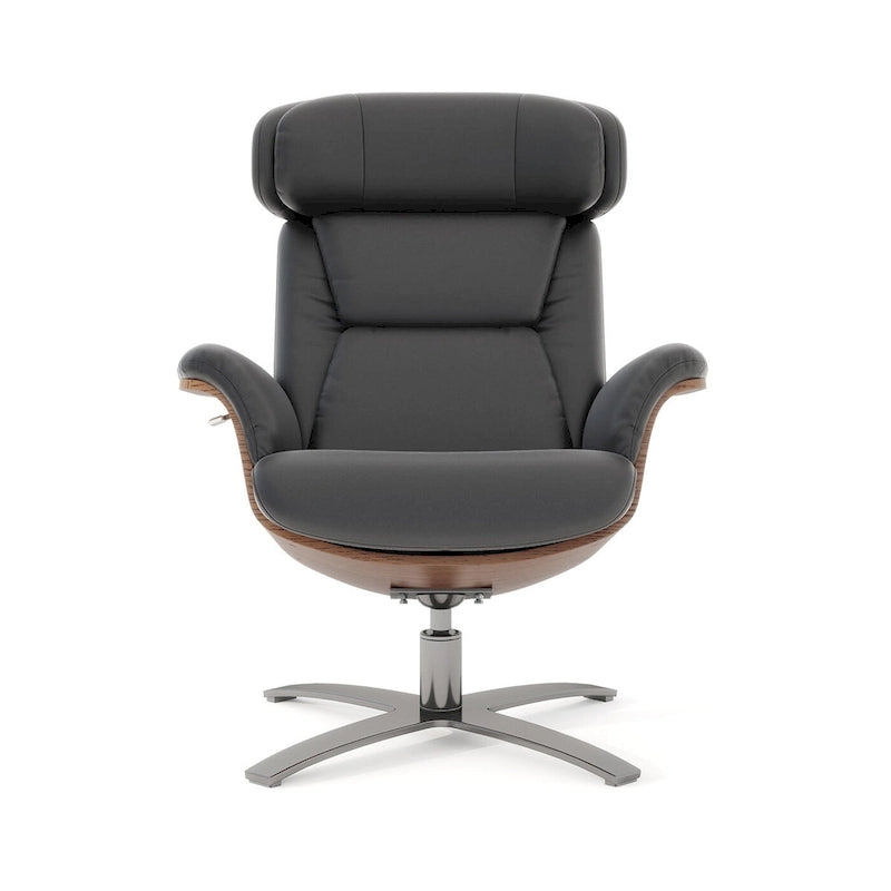 Brown Mid-Century Modern Genuine Leather Recliner Lounge Chair for 1