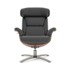 Brown Mid-Century Modern Genuine Leather Recliner Lounge Chair for 1