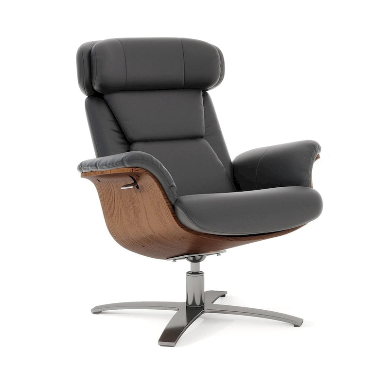 Brown Mid-Century Modern Genuine Leather Recliner Lounge Chair for 1