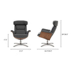 Brown Mid-Century Modern Genuine Leather Recliner Lounge Chair for 1