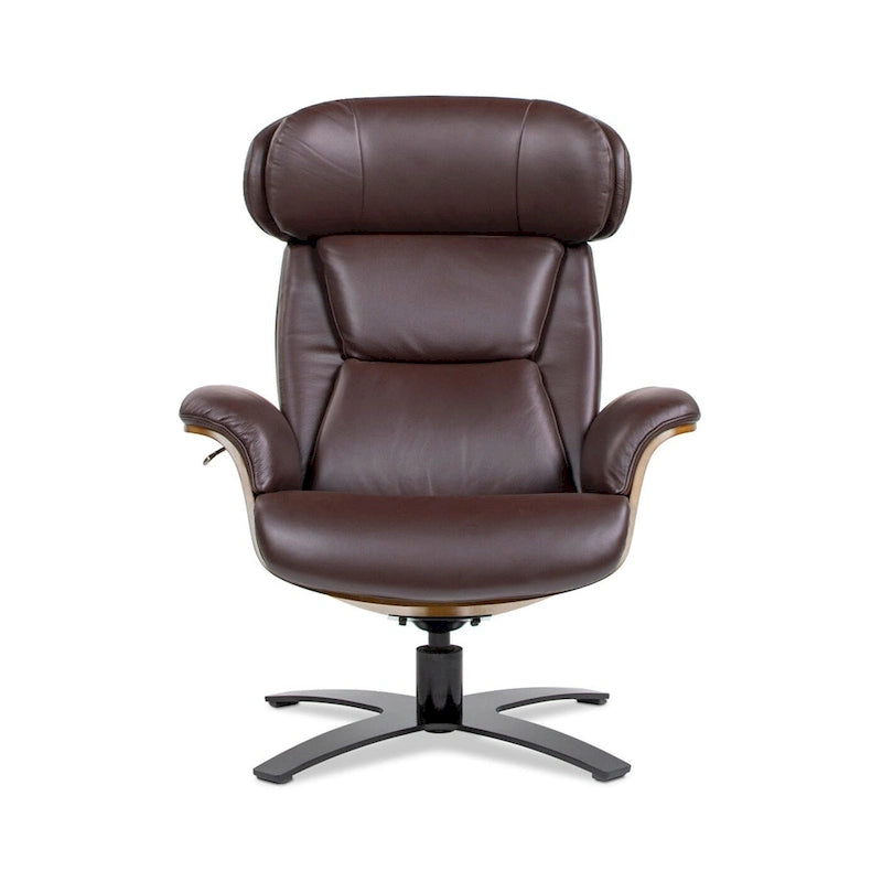 Brown Mid-Century Modern Genuine Leather Recliner Lounge Chair for 1