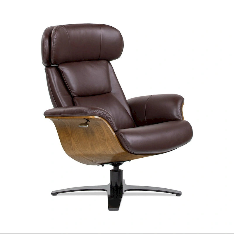Brown Mid-Century Modern Genuine Leather Recliner Lounge Chair for 1