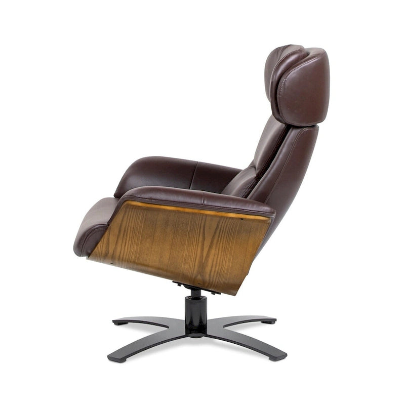 Brown Mid-Century Modern Genuine Leather Recliner Lounge Chair for 1