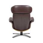 Brown Mid-Century Modern Genuine Leather Recliner Lounge Chair for 1