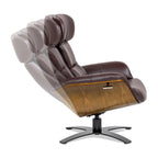 Brown Mid-Century Modern Genuine Leather Recliner Lounge Chair for 1