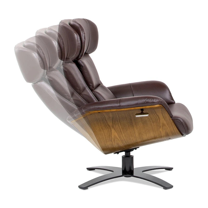 Brown Mid-Century Modern Genuine Leather Recliner Lounge Chair for 1