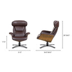 Brown Mid-Century Modern Genuine Leather Recliner Lounge Chair for 1