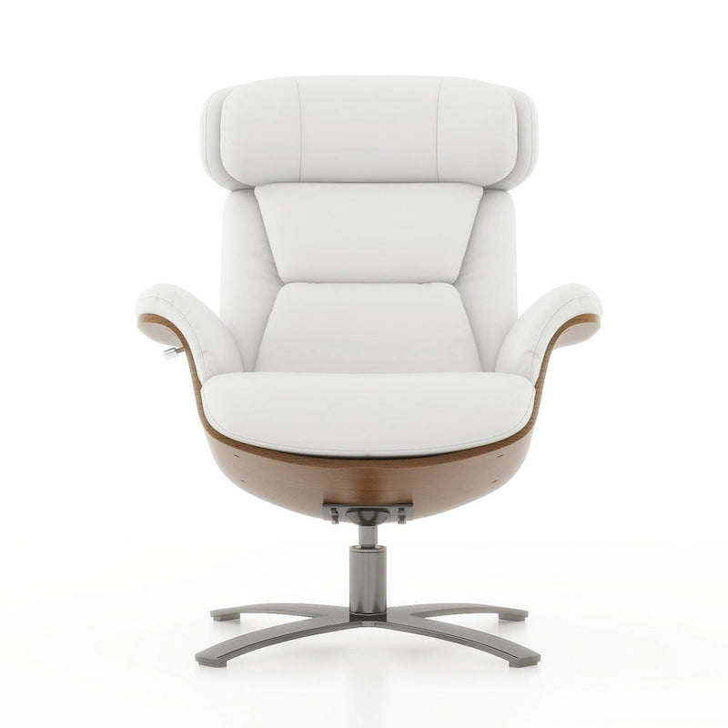 Brown Mid-Century Modern Genuine Leather Recliner Lounge Chair for 1