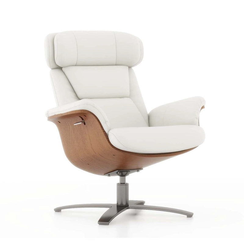 Brown Mid-Century Modern Genuine Leather Recliner Lounge Chair for 1