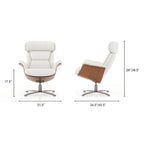 Brown Mid-Century Modern Genuine Leather Recliner Lounge Chair for 1