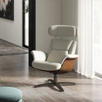 Brown Mid-Century Modern Genuine Leather Recliner Lounge Chair for 1