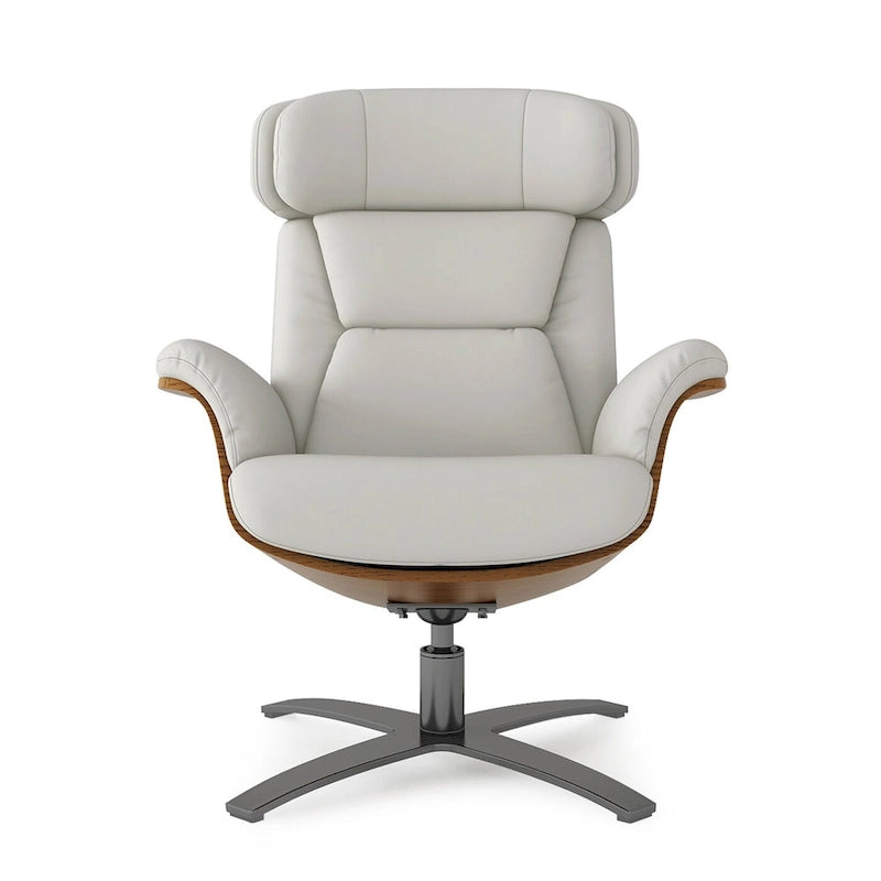 Brown Mid-Century Modern Genuine Leather Recliner Lounge Chair for 1
