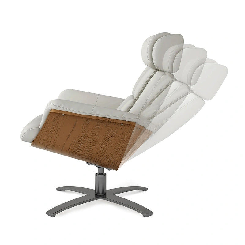 Brown Mid-Century Modern Genuine Leather Recliner Lounge Chair for 1