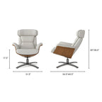 Brown Mid-Century Modern Genuine Leather Recliner Lounge Chair for 1