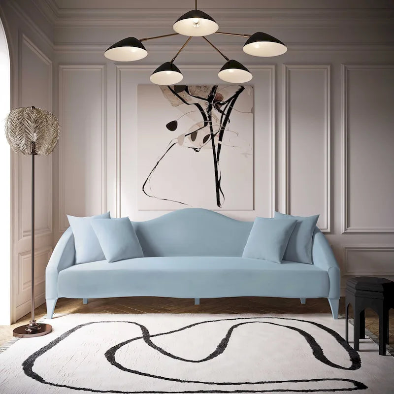 Naya Velvet Sofa - 96W x 36.2D x 34.3H - 96W x 36.2D x 34.3H