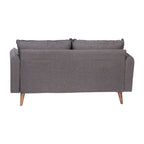Compact Faux Linen Upholstered Loveseat with Wooden Legs