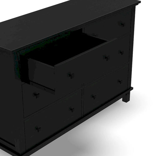 Black 6-Drawer Wood Dresser, 1-Person Bedroom Storage