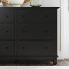 Black 6-Drawer Wood Dresser, 1-Person Bedroom Storage