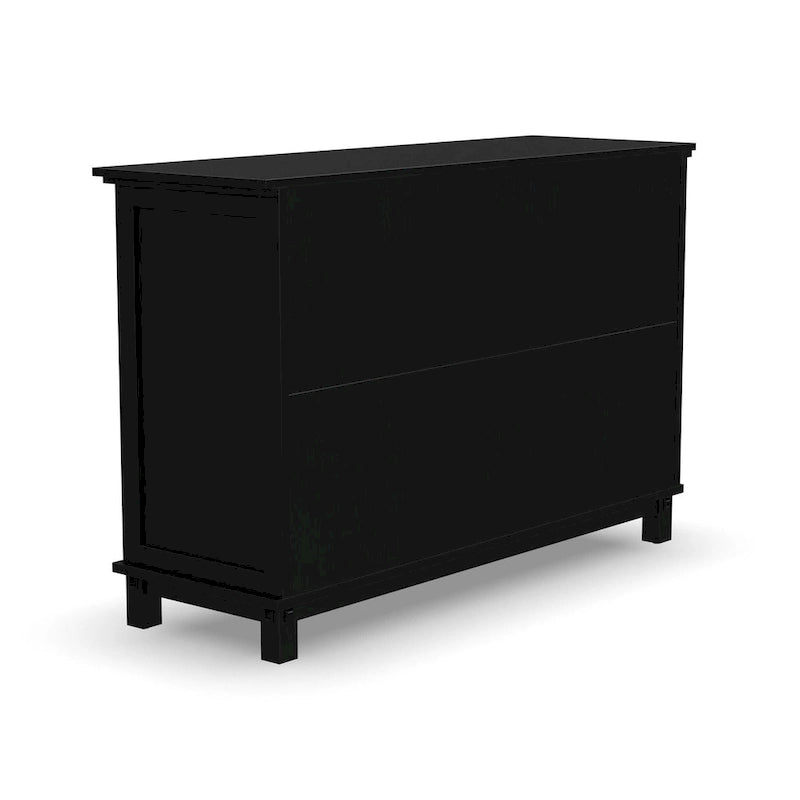 Black 6-Drawer Wood Dresser, 1-Person Bedroom Storage