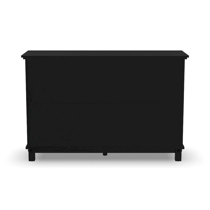 Black 6-Drawer Wood Dresser, 1-Person Bedroom Storage