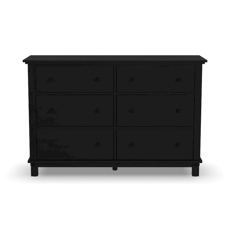 Black 6-Drawer Wood Dresser, 1-Person Bedroom Storage
