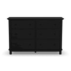 Black 6-Drawer Wood Dresser, 1-Person Bedroom Storage