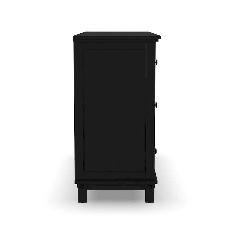 Black 6-Drawer Wood Dresser, 1-Person Bedroom Storage