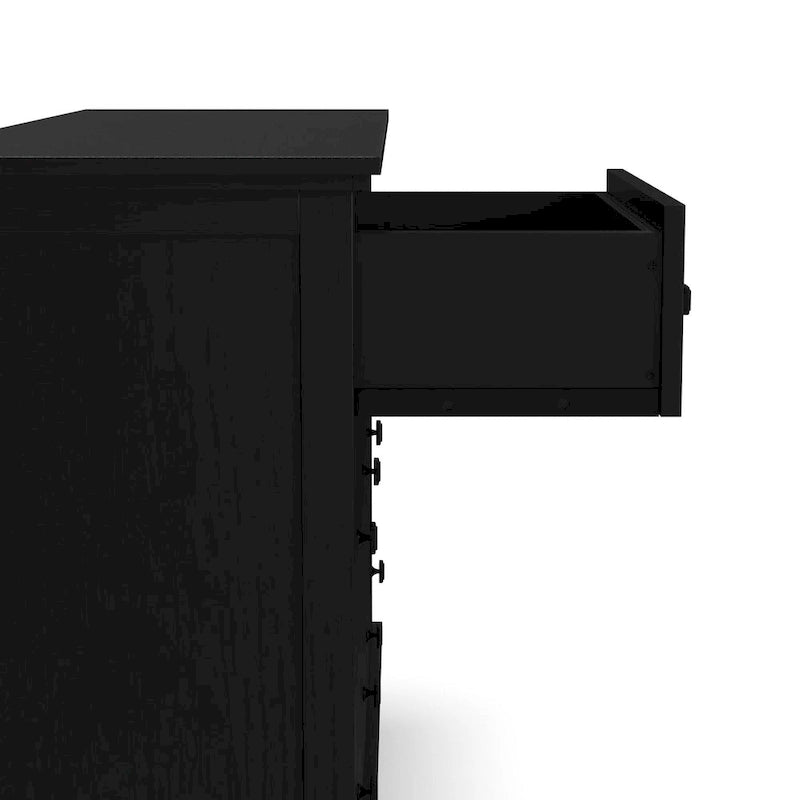 Black 6-Drawer Wood Dresser, 1-Person Bedroom Storage