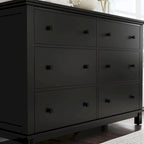 Black 6-Drawer Wood Dresser, 1-Person Bedroom Storage