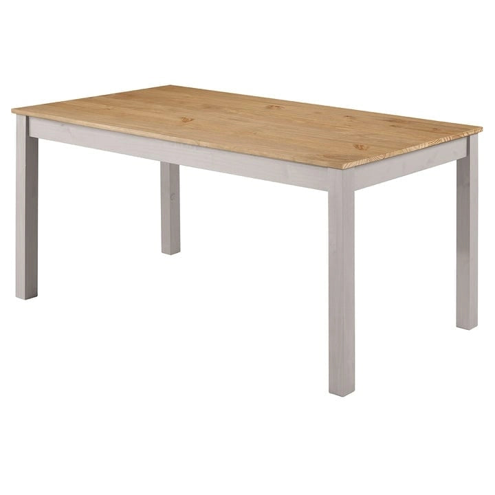 Gray/Brown Solid Pine Wood Rectangular Dining Table for 4-6, 59" W