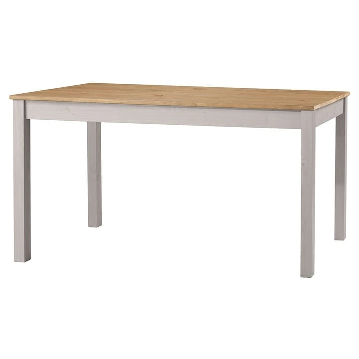 Gray/Brown Solid Pine Wood Rectangular Dining Table for 4-6, 59" W