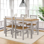 Gray/Brown Solid Pine Wood Rectangular Dining Table for 4-6, 59" W