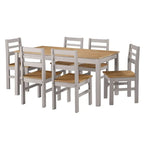 Gray/Brown Solid Pine Wood Rectangular Dining Table for 4-6, 59" W