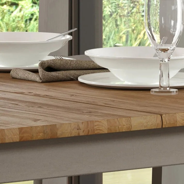 Gray/Brown Solid Pine Wood Rectangular Dining Table for 4-6, 59" W