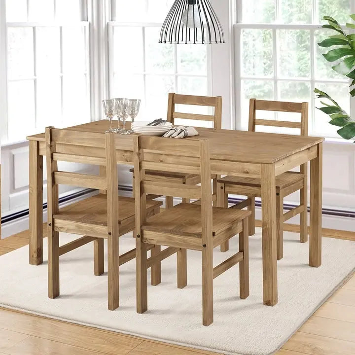 Gray/Brown Solid Pine Wood Rectangular Dining Table for 4-6, 59" W