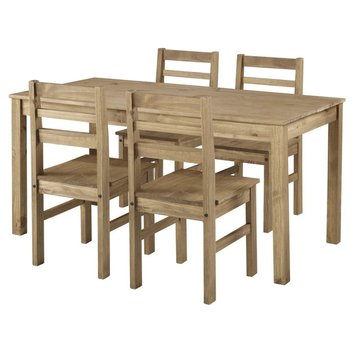 Gray/Brown Solid Pine Wood Rectangular Dining Table for 4-6, 59" W