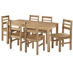 Gray/Brown Solid Pine Wood Rectangular Dining Table for 4-6, 59" W